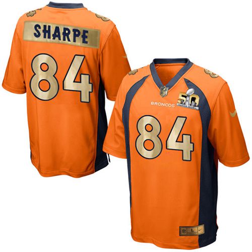Broncos #84 Shannon Sharpe Orange Team Color Men's Stitched NFL Game Super Bowl 50 Collection Jersey