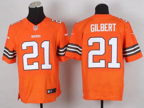 Browns #21 Justin Gilbert Orange Alternate Men's Stitched NFL Elite Jersey