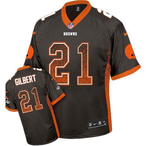 Browns #21 Justin Gilbert Brown Team Color Men's Stitched NFL Elite Drift Fashion Jersey