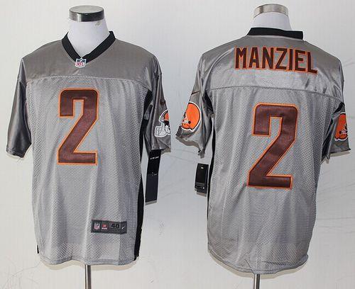 Browns #2 Johnny Manziel Grey Shadow Men's Stitched NFL Elite Jersey