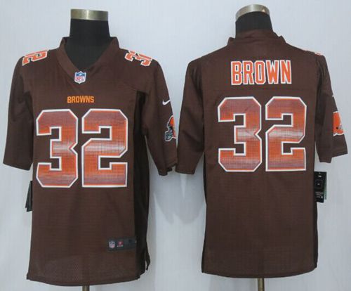 Browns #32 Jim Brown Brown Team Color Men's Stitched NFL Limited Strobe Jersey