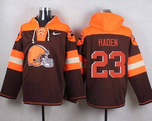 Browns #23 Joe Haden Brown Player Pullover NFL Hoodie
