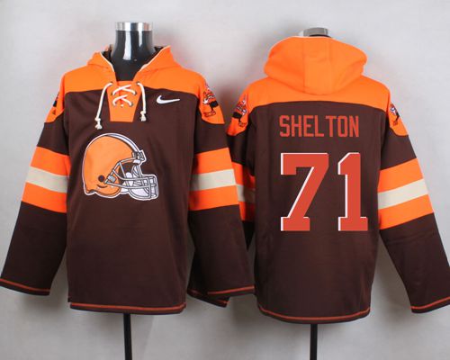 Browns #71 Danny Shelton Brown Player Pullover NFL Hoodie