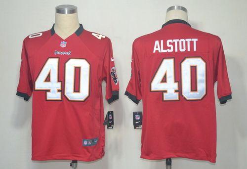 Buccaneers #40 Mike Alstott Red Team Color Men's Stitched NFL Game Jersey