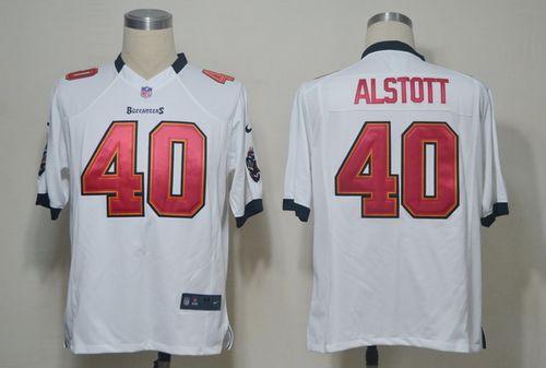 Buccaneers #40 Mike Alstott White Men's Stitched NFL Game Jersey