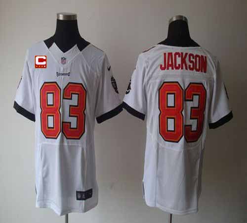 Buccaneers #83 Vincent Jackson White With C Patch Men's Stitched NFL Elite Jersey
