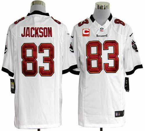 Buccaneers #83 Vincent Jackson White With C Patch Men's Stitched NFL Game Jersey