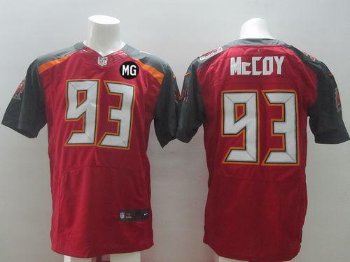 Buccaneers #93 Gerald McCoy Red Team Color With MG Patch Men's Stitched NFL New Elite Jersey