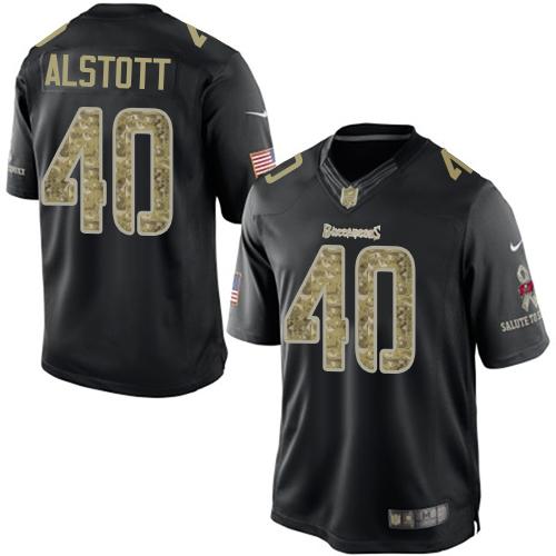Buccaneers #40 Mike Alstott Black Men's Stitched NFL Limited Salute to Service Jersey