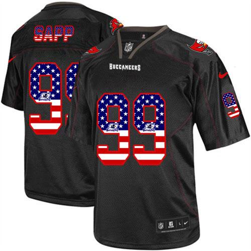 Buccaneers #99 Warren Sapp Black Men's Stitched NFL Elite USA Flag Fashion Jersey