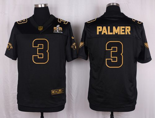 Cardinals #3 Carson Palmer Black Pro Line Gold Collection Men's Stitched NFL Elite Jersey