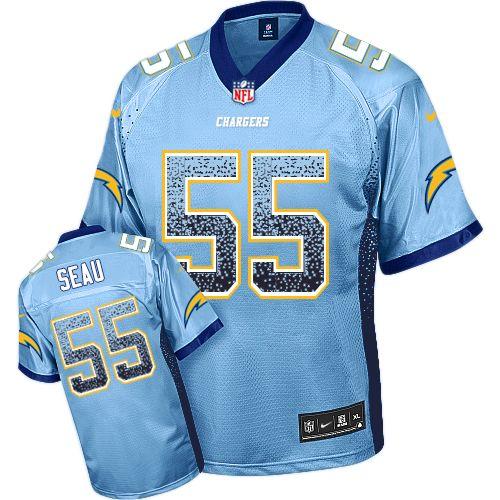 Chargers #55 Junior Seau Electric Blue Alternate Men's Stitched NFL Elite Drift Fashion Jersey