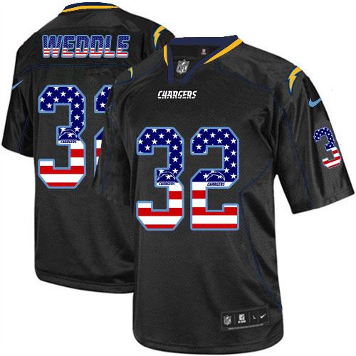 Chargers #32 Eric Weddle Black Men's Stitched NFL Elite USA Flag Fashion Jersey