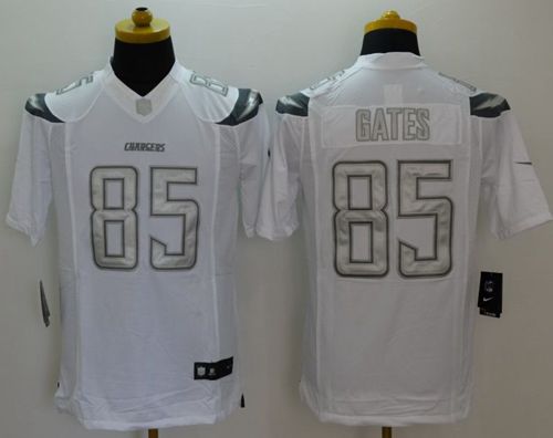 Chargers #85 Antonio Gates White Men's Stitched NFL Limited Platinum Jersey