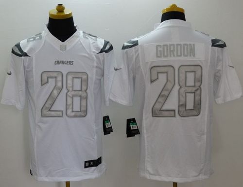Chargers #28 Melvin Gordon White Men's Stitched NFL Limited Platinum Jersey