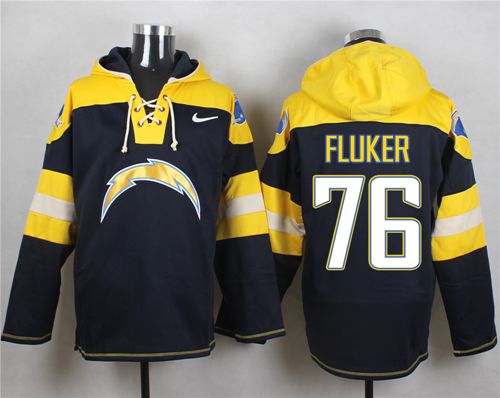 Chargers #76 D.J. Fluker Navy Blue Player Pullover NFL Hoodie