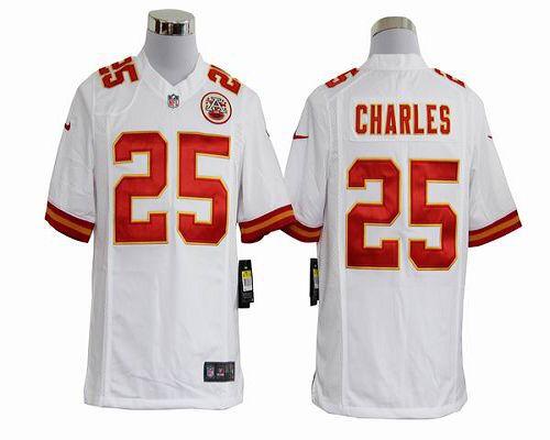 Chiefs #25 Jamaal Charles White Men's Stitched NFL Game Jersey