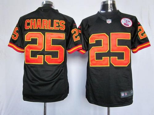 Chiefs #25 Jamaal Charles Black Alternate Men's Stitched NFL Game Jersey