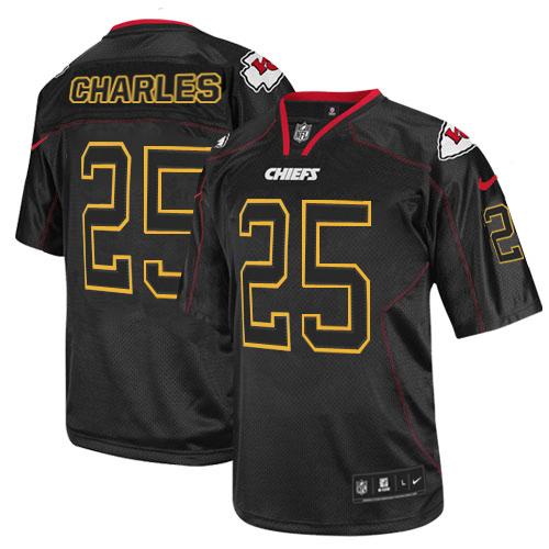 Chiefs #25 Jamaal Charles Lights Out Black Men's Stitched NFL Elite Jersey