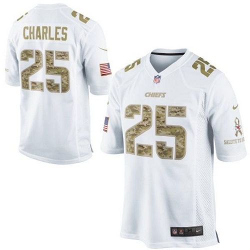 Chiefs #25 Jamaal Charles White Men's Stitched NFL Limited Salute to Service Jersey