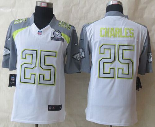Chiefs #25 Jamaal Charles White Pro Bowl Men's Stitched NFL Elite Team Carter Jersey
