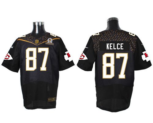 Chiefs #87 Travis Kelce Black 2016 Pro Bowl Men's Stitched NFL Elite Jersey