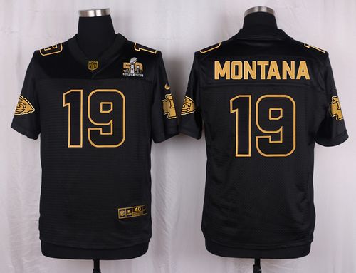 Chiefs #19 Joe Montana Black Men's Stitched NFL Elite Pro Line Gold Collection Jersey