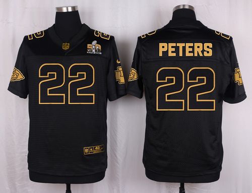 Chiefs #22 Marcus Peters Black Men's Stitched NFL Elite Pro Line Gold Collection Jersey