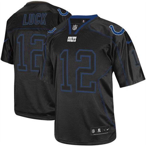 Colts #12 Andrew Luck Lights Out Black Men's Stitched NFL Elite Jersey