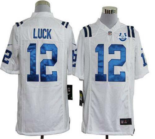 Colts #12 Andrew Luck White With 30TH Seasons Patch Men's Stitched NFL Game Jersey