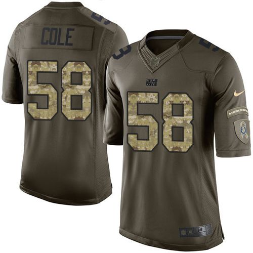 Colts #58 Trent Cole Green Men's Stitched NFL Limited Salute to Service Jersey