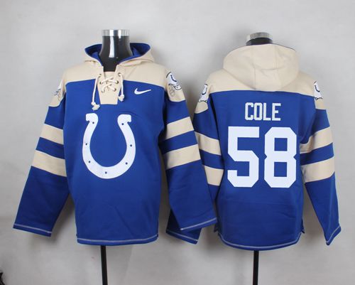 Colts #58 Trent Cole Royal Blue Player Pullover NFL Hoodie
