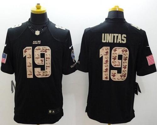 Colts #19 Johnny Unitas Black Men's Stitched NFL Limited Salute to Service Jersey
