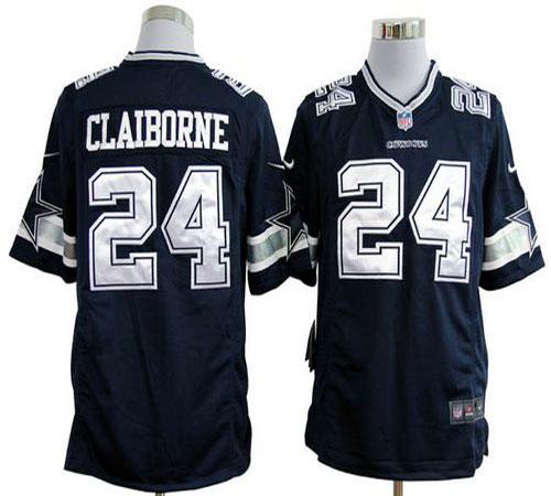 Cowboys #24 Morris Claiborne Navy Blue Team Color Men's Stitched NFL Game Jersey