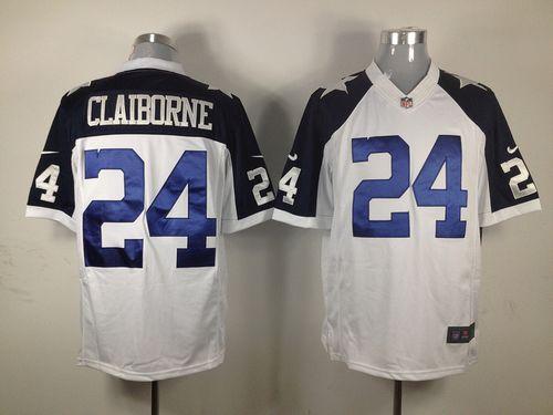 Cowboys #24 Morris Claiborne White Thanksgiving Men's Throwback Stitched NFL Limited Jersey