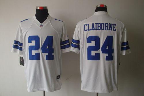 Cowboys #24 Morris Claiborne White Men's Stitched NFL Limited Jersey