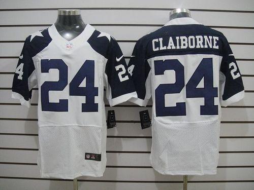 Cowboys #24 Morris Claiborne White Thanksgiving Throwback Men's Stitched NFL Elite Jersey