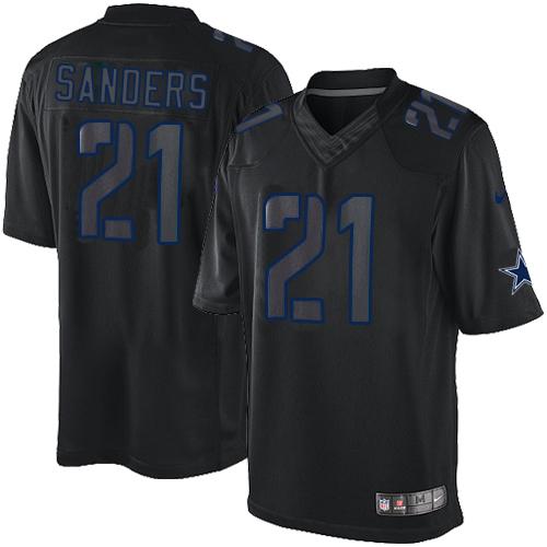 Cowboys #21 Deion Sanders Black Men's Stitched NFL Impact Limited Jersey