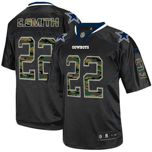 Cowboys #22 Emmitt Smith Black Men's Stitched NFL Elite Camo Fashion Jersey