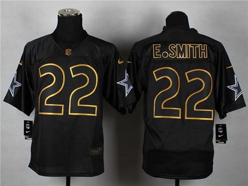 Cowboys #22 Emmitt Smith Black Gold No. Fashion Men's Stitched NFL Elite Jersey