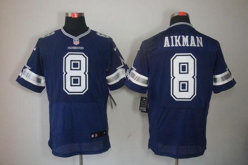 Cowboys #8 Troy Aikman Navy Blue Team Color Men's Stitched NFL Elite Jersey
