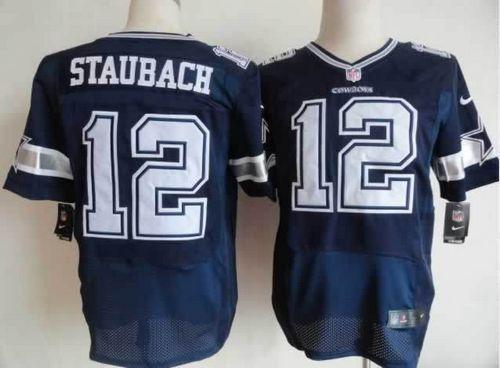 Cowboys #12 Roger Staubach Navy Blue Team Color Men's Stitched NFL Elite Jersey