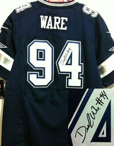 Cowboys #94 DeMarcus Ware Navy Blue Team Color Men's Stitched NFL Elite Autographed Jersey