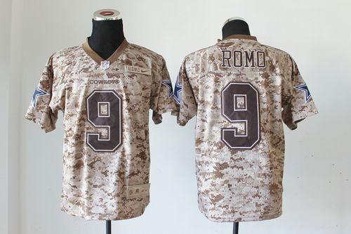 Cowboys #9 Tony Romo Camo USMC Men's Stitched NFL New Elite Jersey
