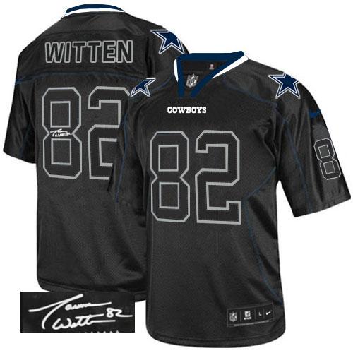 Cowboys #82 Jason Witten Lights Out Black Men's Stitched NFL Elite Autographed Jersey
