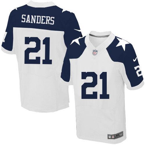 Cowboys #21 Deion Sanders White Thanksgiving Men's Stitched NFL Throwback Elite Jersey