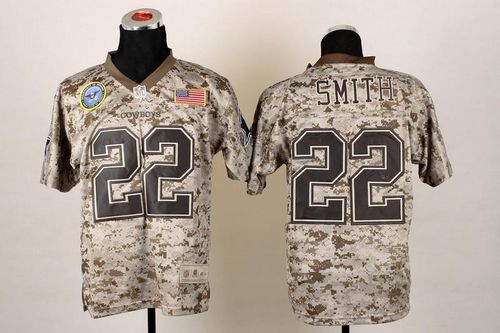 Cowboys #22 Emmitt Smith Camo Men's Stitched NFL New Elite USMC Jersey