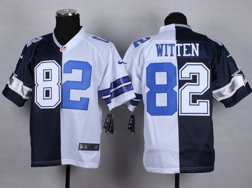 Cowboys #82 Jason Witten Navy Blue/White Men's Stitched NFL Elite Split Jersey
