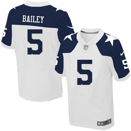 Cowboys #5 Dan Bailey White Thanksgiving Throwback Men's Stitched NFL Elite Jersey