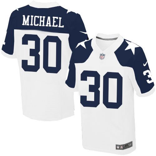 Cowboys #30 Christine Michael White Thanksgiving Throwback Men's Stitched NFL Elite Jersey